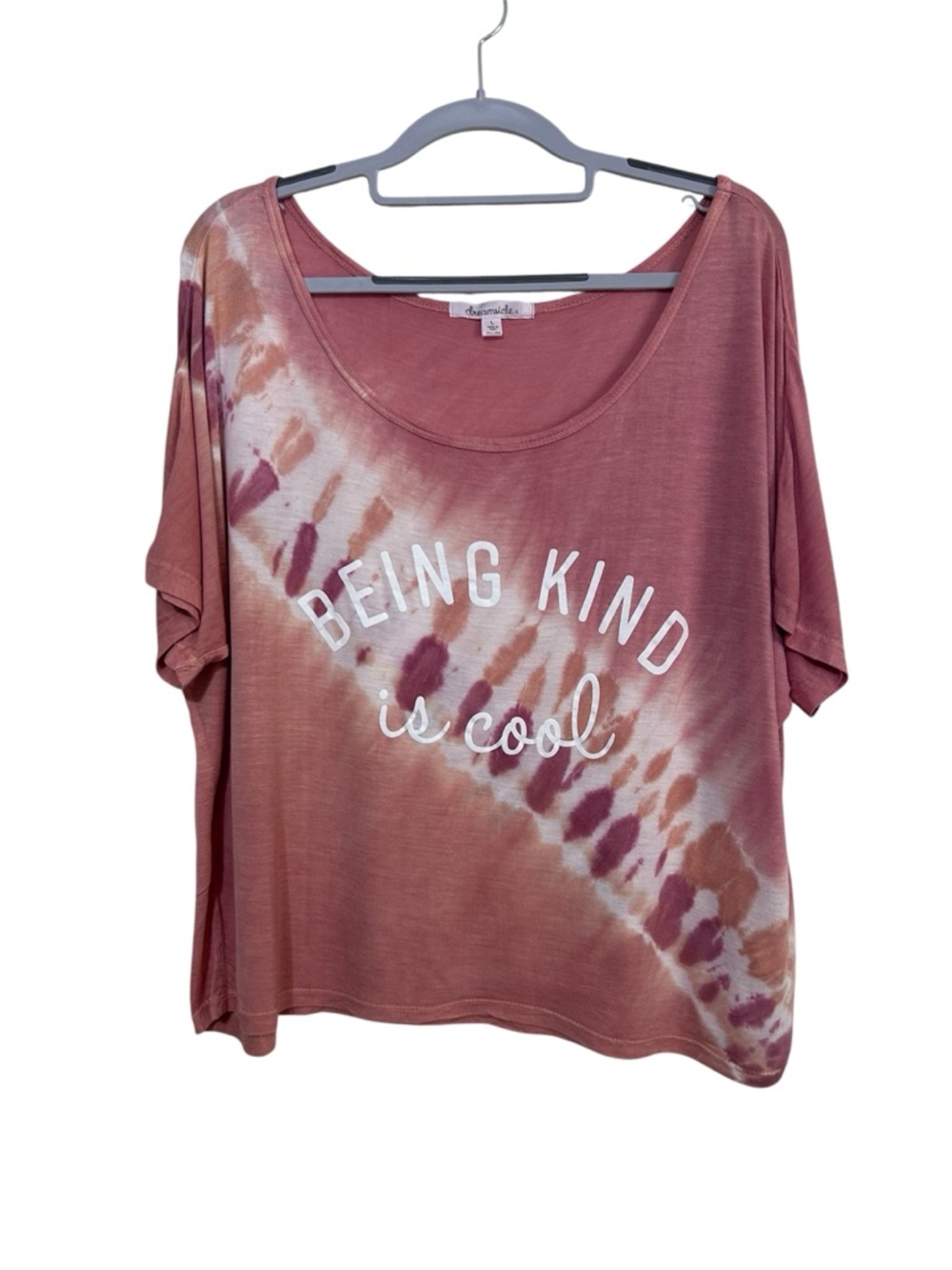 Dreamsicle "Being Kind is Cool" Tie Dye Rayon Boxy Crop Top